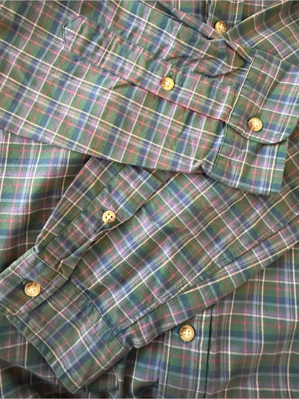 RALPH LAUREN L Purple & Green Plaid Button-Down Men's Shirt - Picture 7 of 11